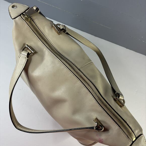 COACH SMYTHE SATCHEL 32405 Natural Beige Leather Handbag Bag 2 Handles - Picture 6 of 16